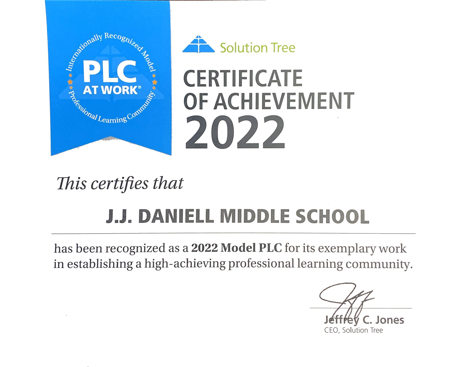 Daniell Recognized As A Model PLC School